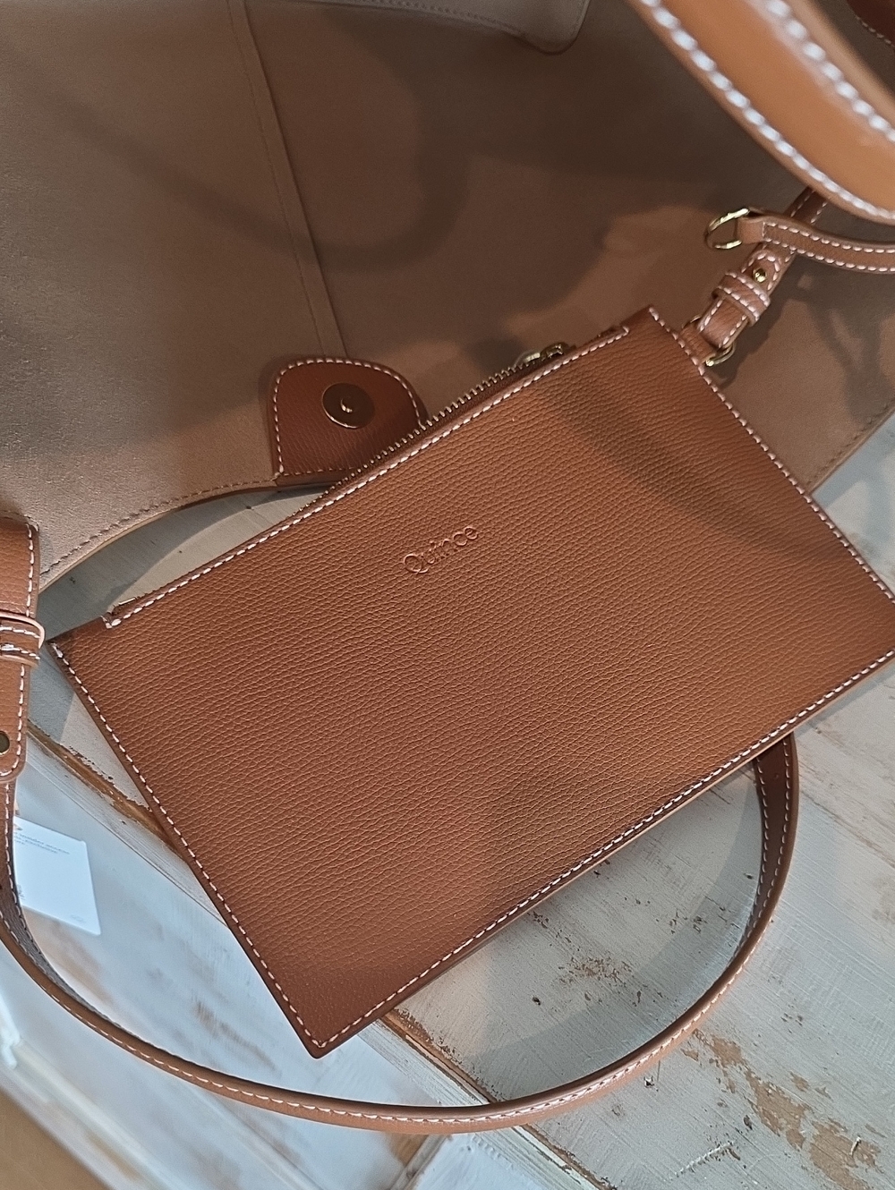 Quince Rowan Tote In Cognac - Picture 8 of 12